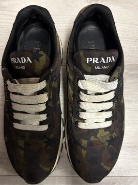 Prada Milano Men's Camouflage Sneakers - Green/Black